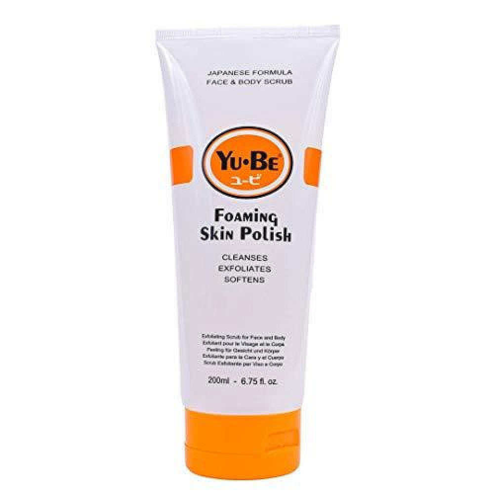 Yu-Be Foaming Skin Polish in 6.75oz bottle, a bath and body product by Pasteur Pharmacy with gentle foaming exfoliation.