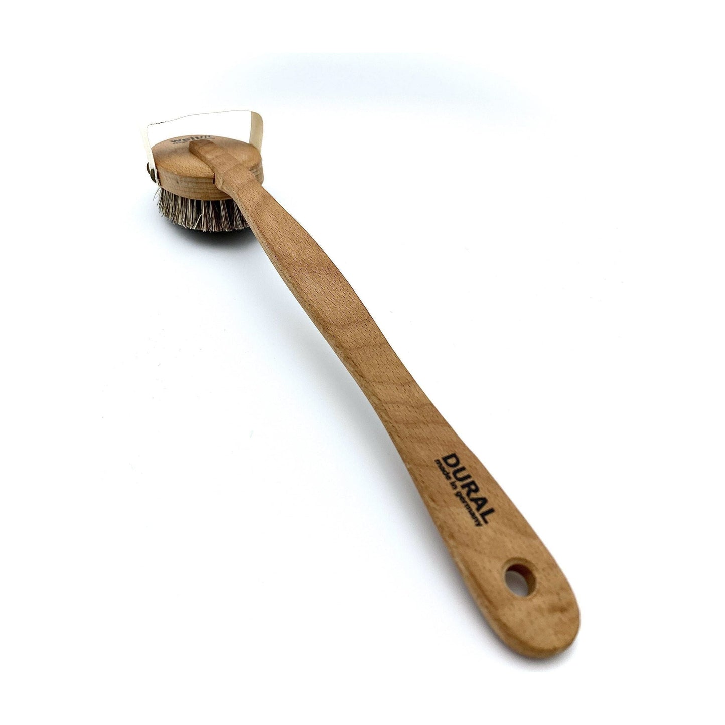 Dural Bath Brush by Pasteur Pharmacy with horse hair and sisal bristles, steamed beech wood handle for gentle exfoliation.