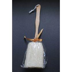 Bath brush with handle from The Sponge Company Loofah Brush by Pasteur Pharmacy, featuring a natural loofah surface for exfoliating skin.