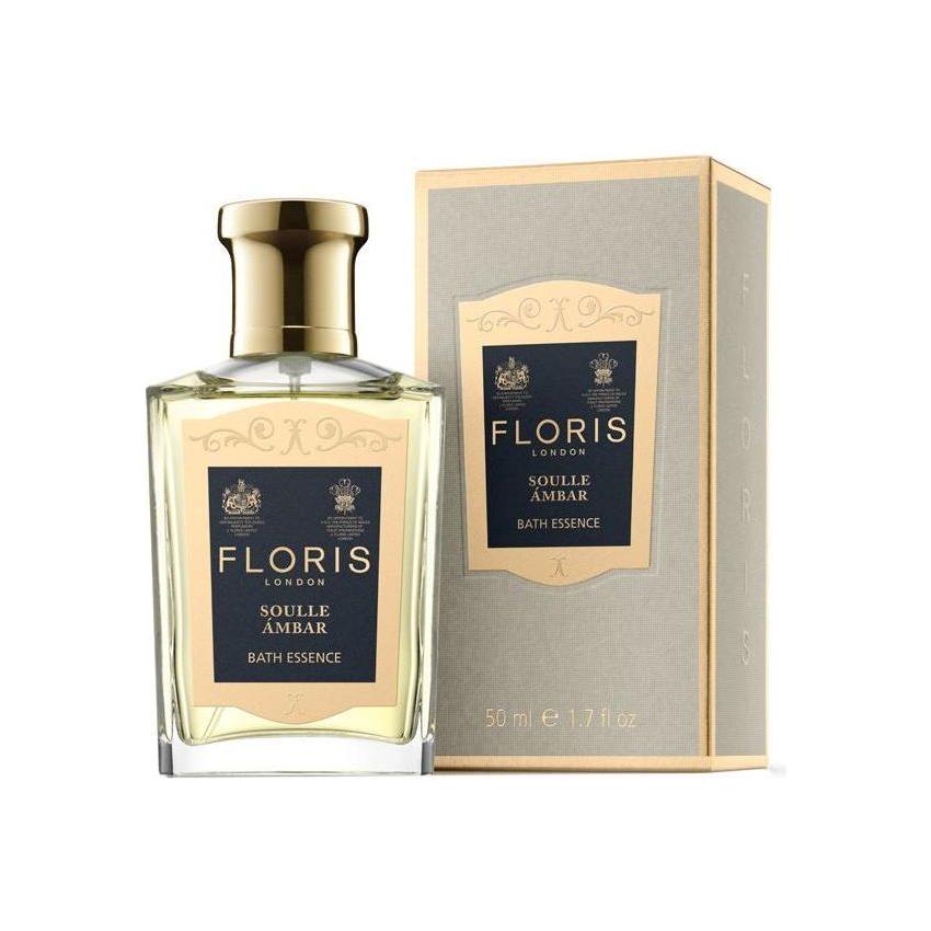 Floris London Soulle Ambar Bath Essence for women in a 1.7oz bottle, featuring a luxurious fragrance and elegant packaging.