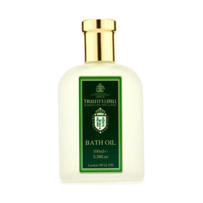Truefitt & Hill bath oil in a 3.38 oz bottle, featuring a luxurious bath oil with elegant packaging and branding.