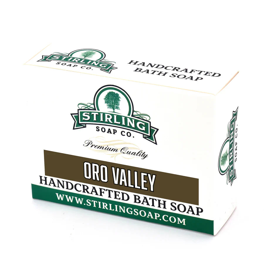 Pasteur Pharmacy Oro Valley Bath Soap by Stirling Soap Co., 5.5 oz bar with natural soap ingredients and packaging.