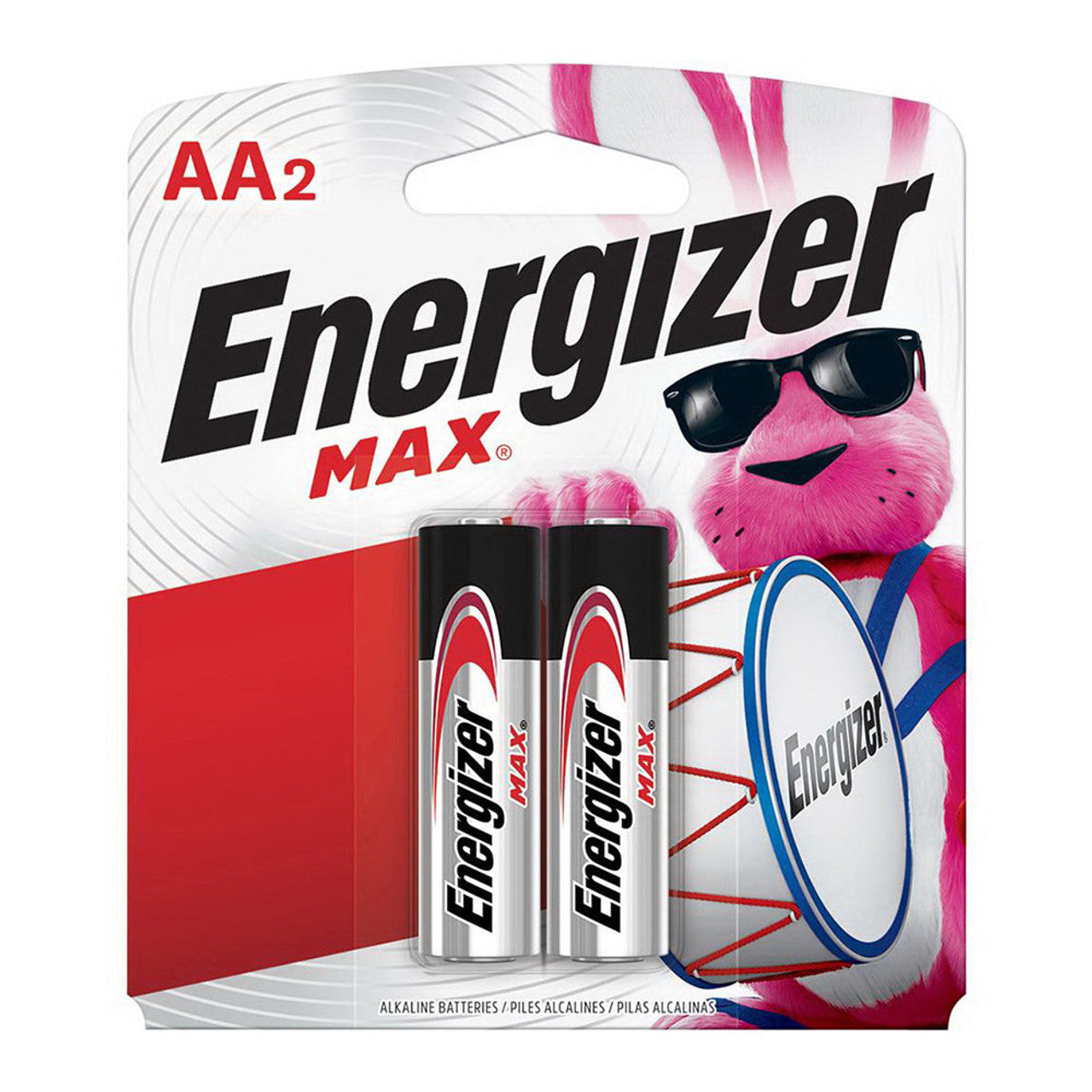 Two Energizer MAX alkaline AA batteries in a pack, standard size for household devices, branded by Pasteur Pharmacy.