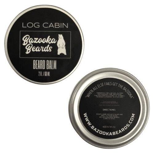 Pasteur Pharmacy Bazooka Beards Log Cabin Beard Balm 60ml jar with natural ingredients for beard care.