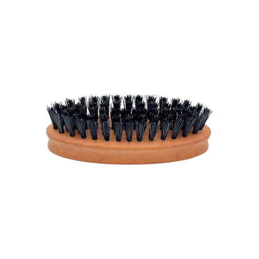 Dural Pear wood beard brush with soft natural bristles, designed for gentle beard grooming and styling.