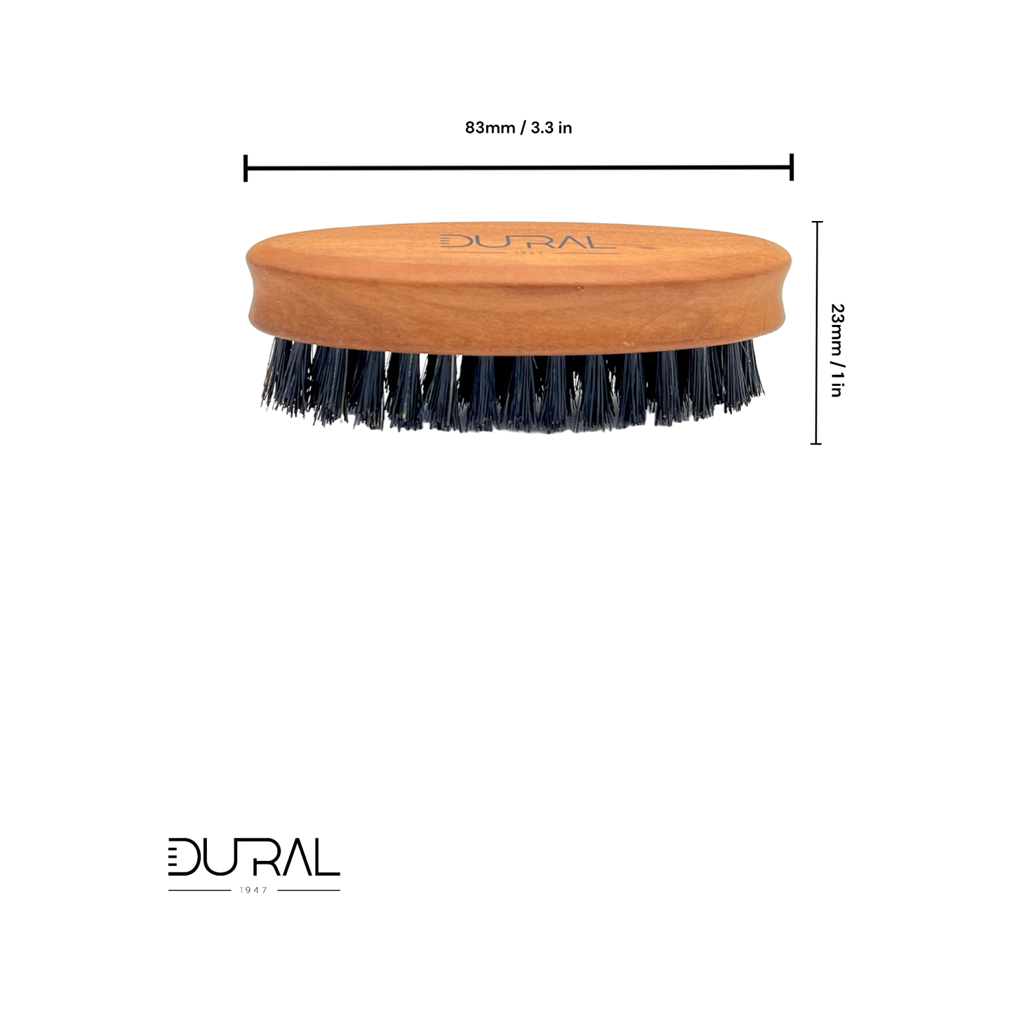 Dural Pear wood beard brush by Pasteur Pharmacy with soft natural bristles for grooming and styling facial hair.