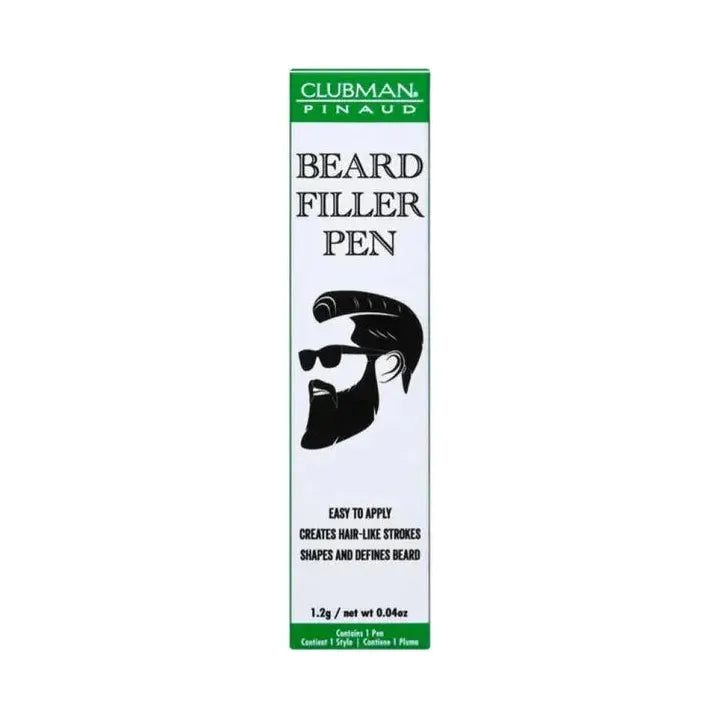 Clubman Pinaud Beard Filler Pen in black, 0.04 oz, a grooming tool for filling in and shaping beards.