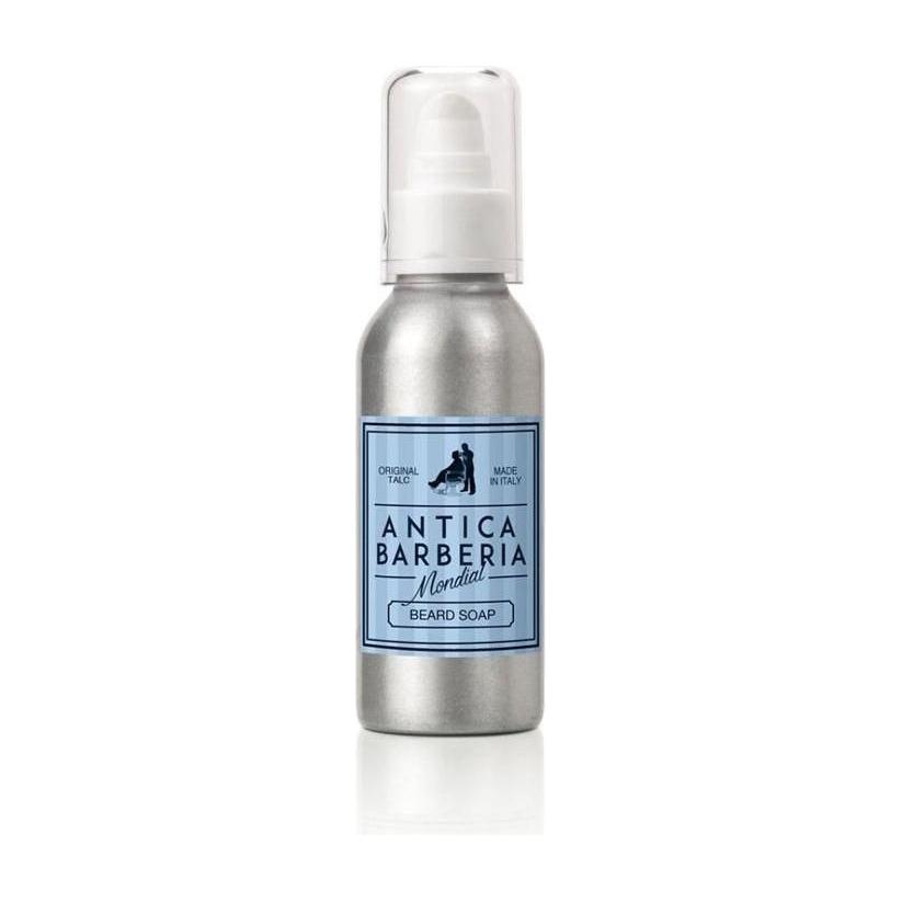 Pasteur Pharmacy Mondial Antica Barberia Beard Soap in 100 ml container, a cleansing beard soap with talc for grooming.