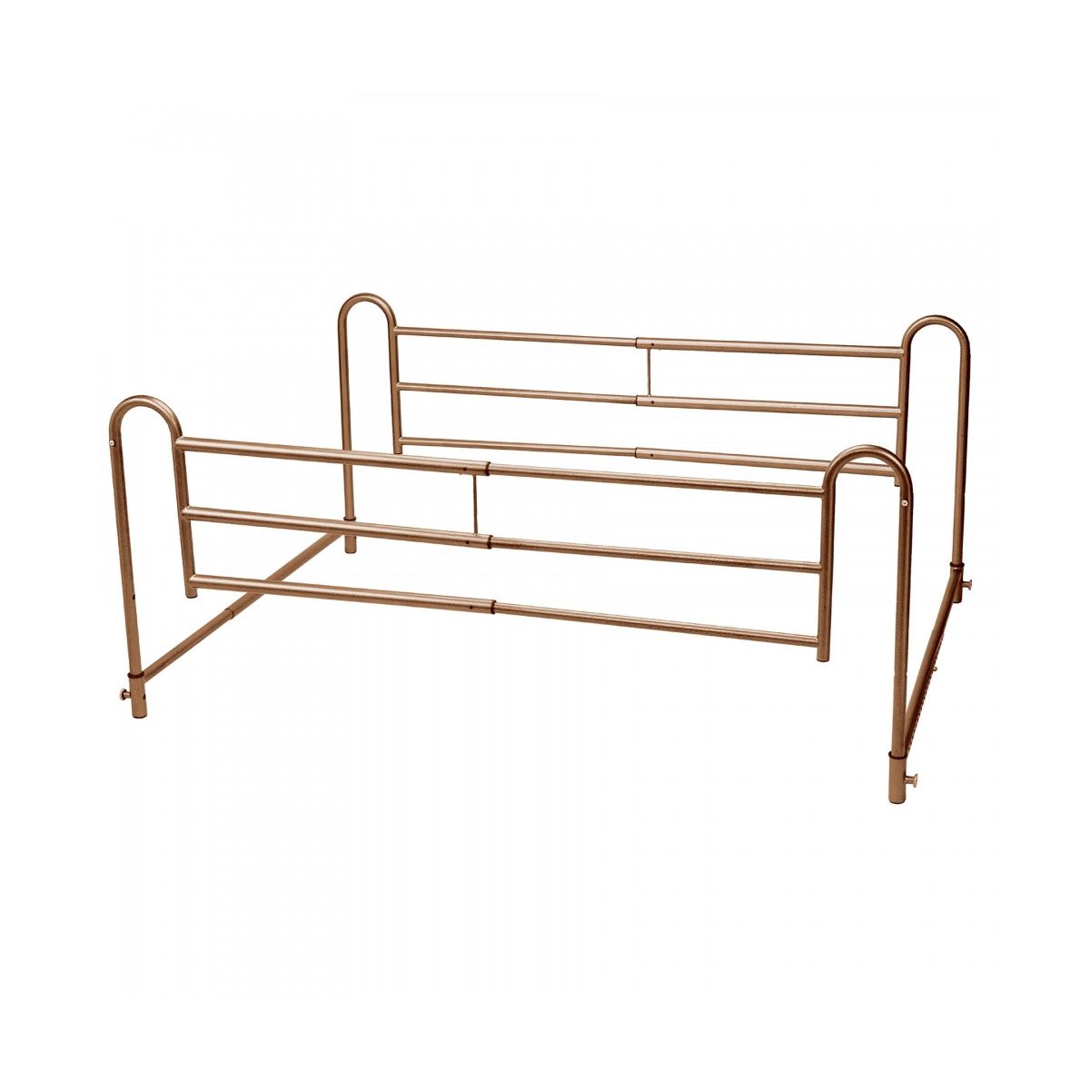 Adjustable Drive Medical home-style bed rail with tool-free setup, designed for safety and support in beds.