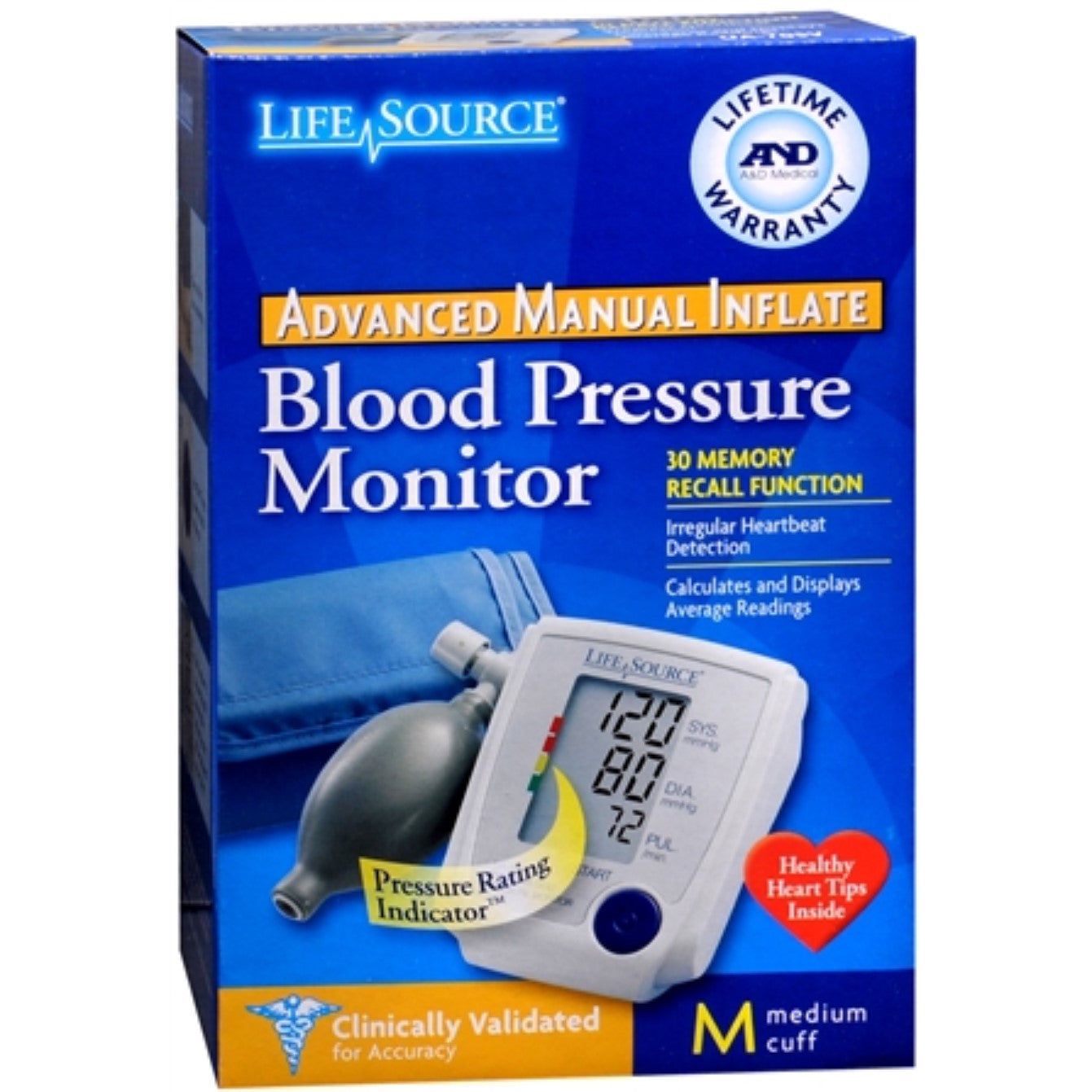 LifeSource Blood Pressure Monitor by Pasteur Pharmacy, advanced manual inflate blood pressure monitor with medium cuff.