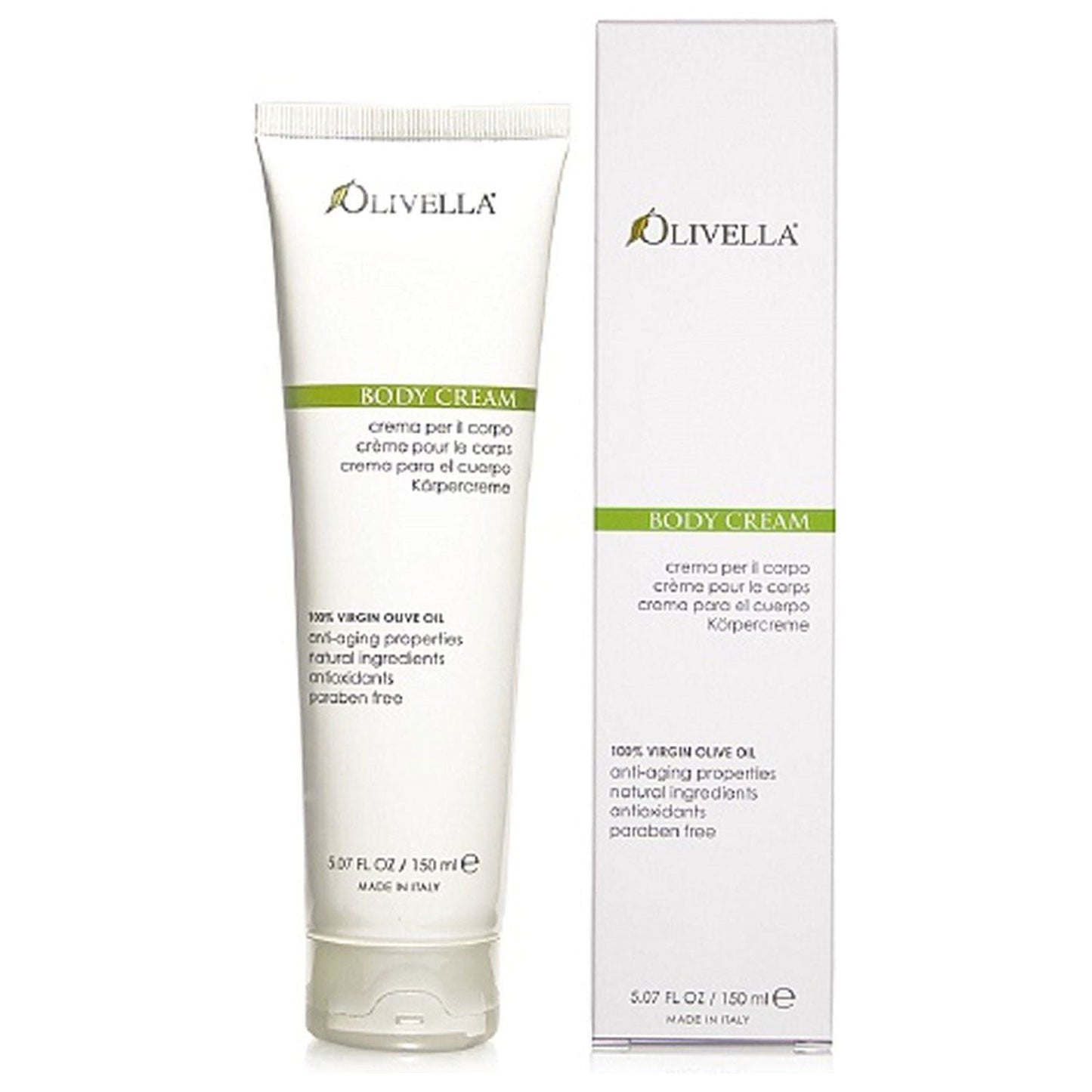 Olivella Virgin Olive Oil Body Cream by Pasteur Pharmacy, 5.07 fl oz, creamy moisturizer for smooth, nourished skin