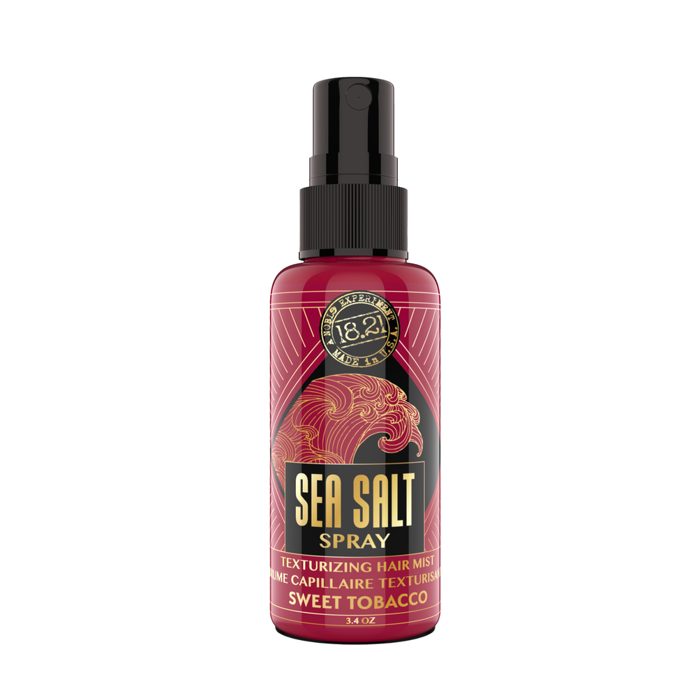 18.21 Sweet Tobacco Sea Salt Spray from Pasteur Pharmacy, 3.4 oz, for body and hair care, featuring a spray bottle with a natural finish.