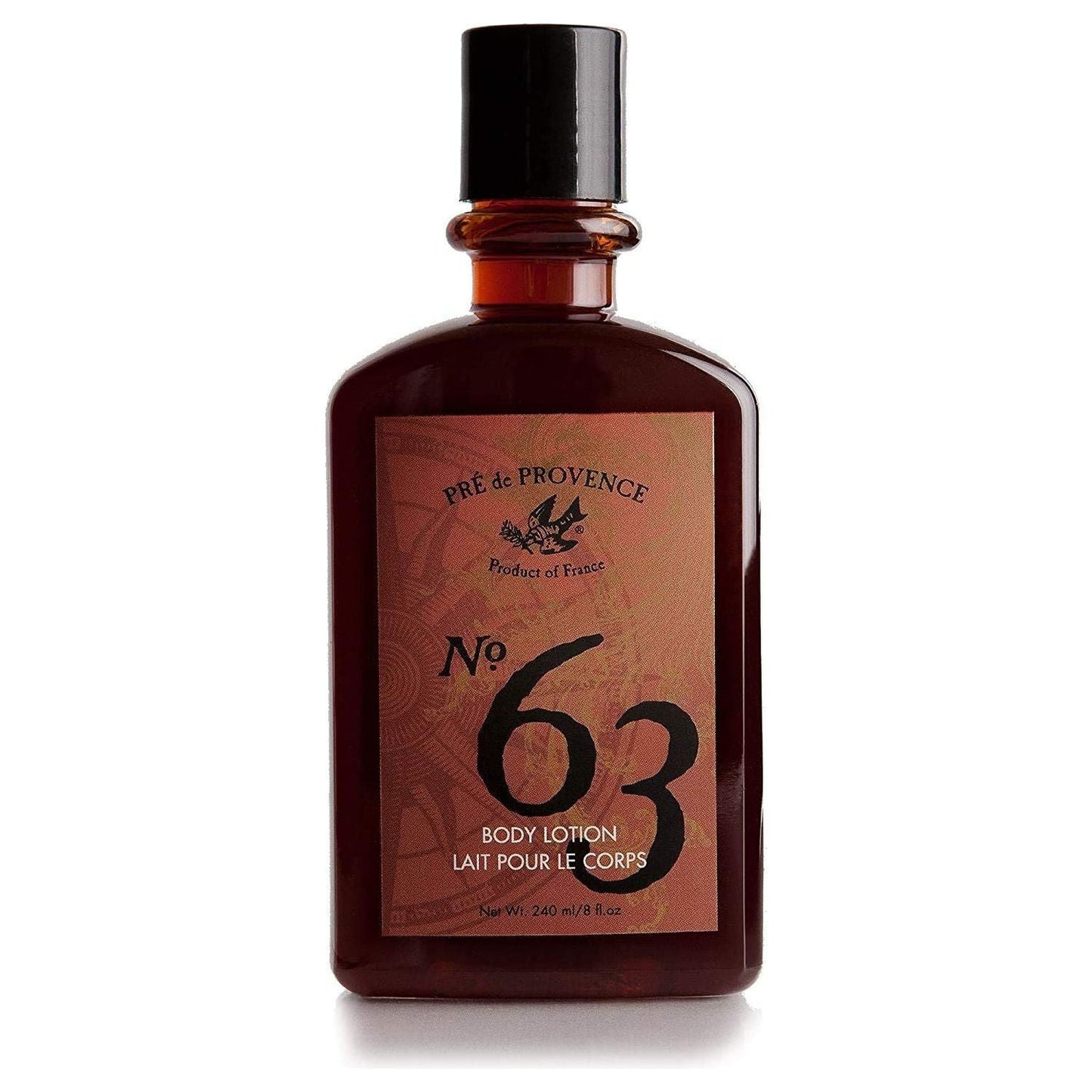 Pre de Provence No. 63 Body Lotion by Pasteur Pharmacy, 240ml bottle with elegant packaging and floral scent.