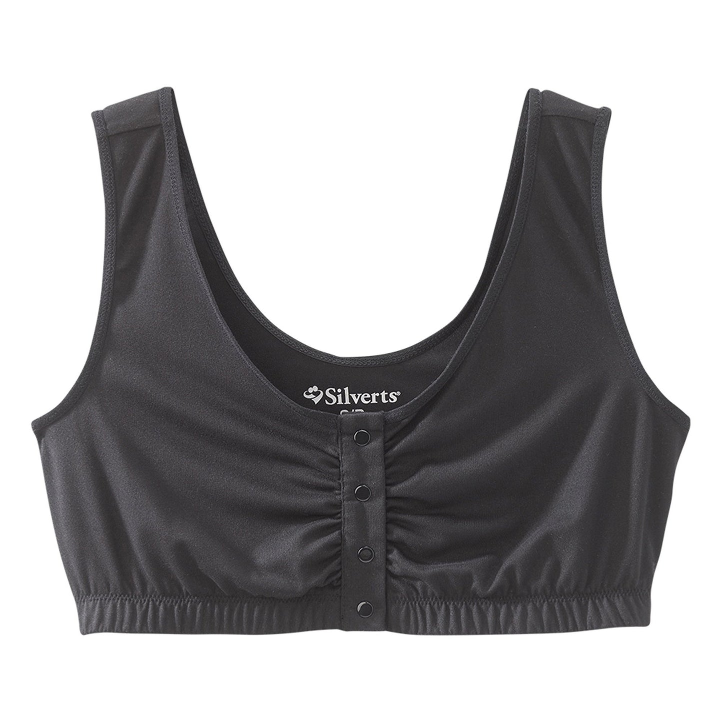 Black Silverts adaptive front closure bra in 2X-Large, designed for comfort and easy wear, with supportive front closure.