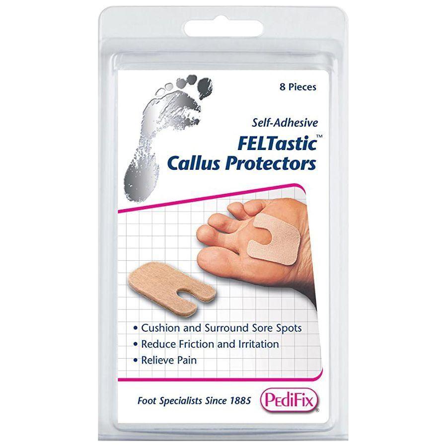 PediFix felt callus protectors, 8-pack, designed to cushion and reduce pressure on callused skin for comfort and protection.