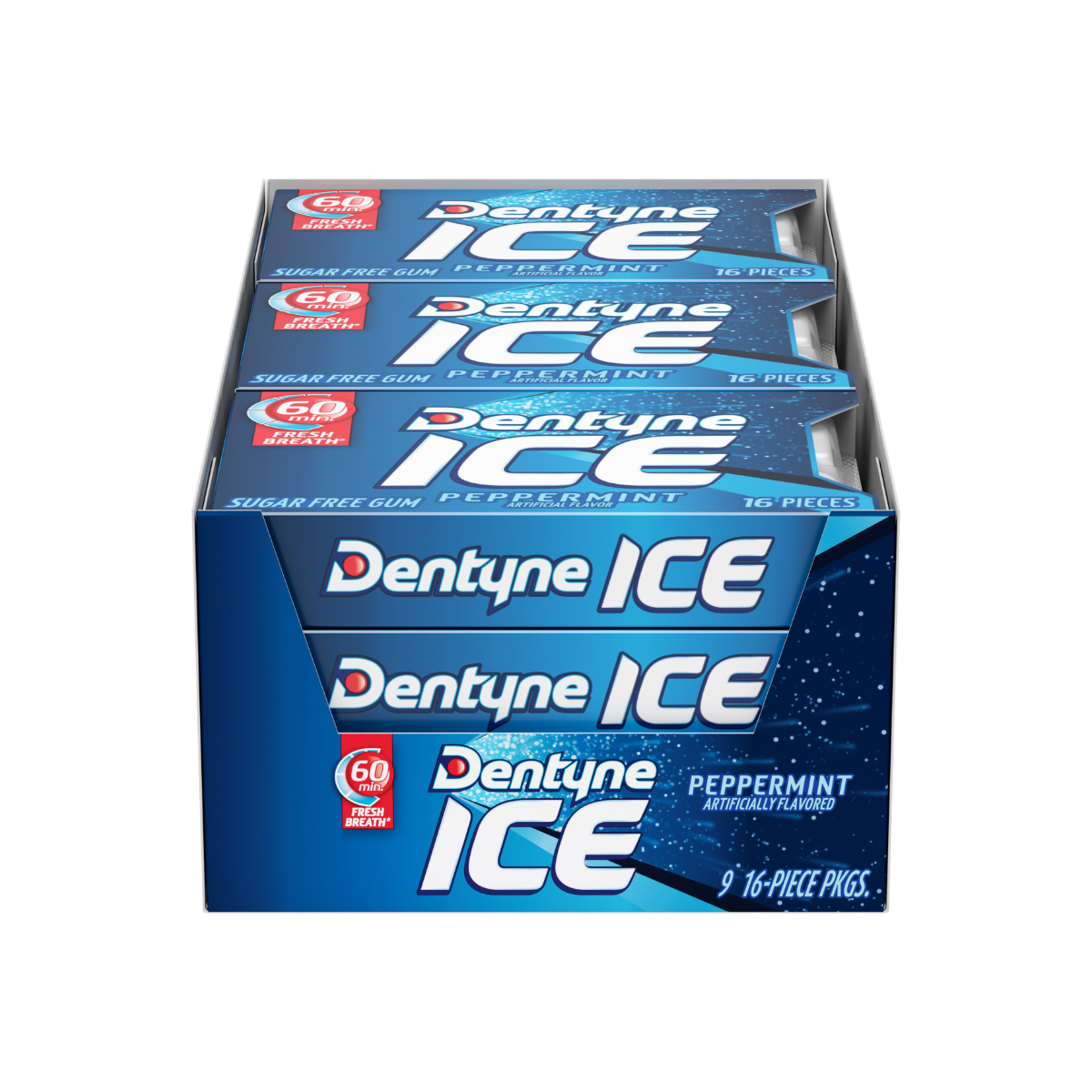 Dentyne sugar-free peppermint gum in a pack, showing the mint-flavored chewing gum branded by Pasteur Pharmacy