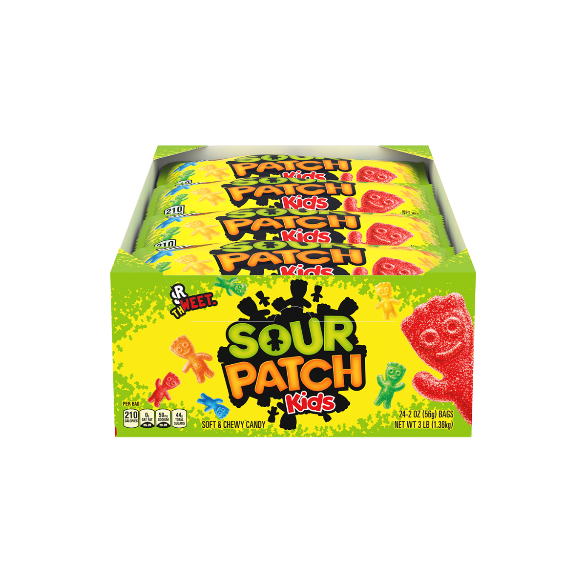 Assorted Sour Patch Kids candy in a 24-count pack, colorful gummy candies with a sour coating, from Pasteur Pharmacy.