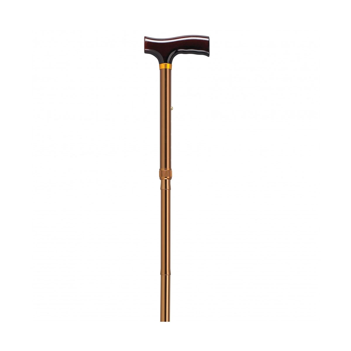 Lightweight bronze folding cane with T-handle from Drive Medical, adjustable for support and portability.