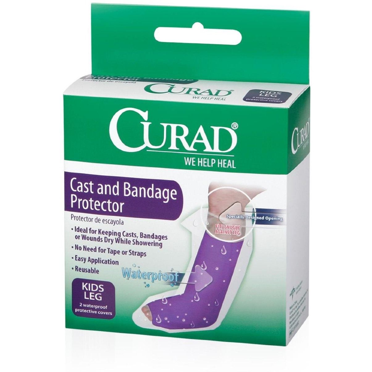 Kids' waterproof cast and bandage protector by Curad, designed for leg use, from Pasteur Pharmacy.