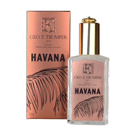 Geo.F. Trumper Havana Cologne 50ml bottle with a sleek design, displayed on a neutral background.