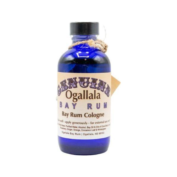 Ogallala Bay Rum Cologne bottle from Pasteur Pharmacy, 8 oz with a classic design and label, ready for use.