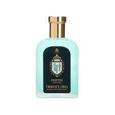 Truefitt & Hill Grafton cologne spray in 3.38 oz bottle, elegant glass packaging with silver cap, classic men's fragrance.