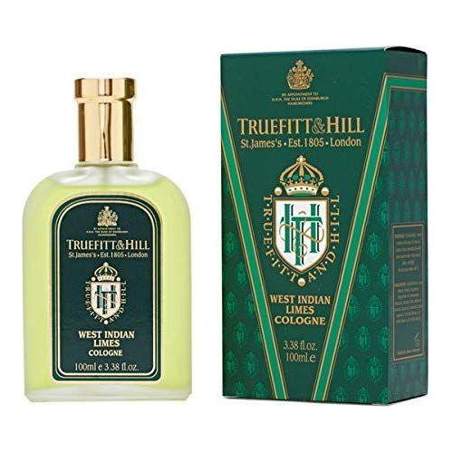 Truefitt & Hill West Indian Limes cologne spray in 3.38 oz bottle, featuring fresh lime and citrus scent.