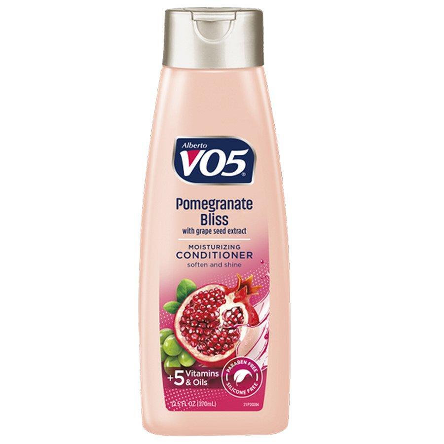 Alberto VO5 Er Moisturizing Pomegranate Bliss conditioner in bonus 15 fl oz size, featuring a refreshing pomegranate scent.