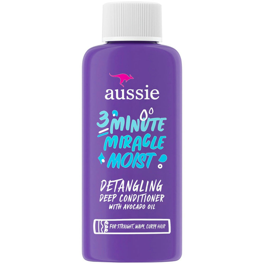 Aussie Deep Conditioner 3 Minute Miracle Moist in 1.7 fl oz bottle, hydrating conditioner for soft, moisturized hair.