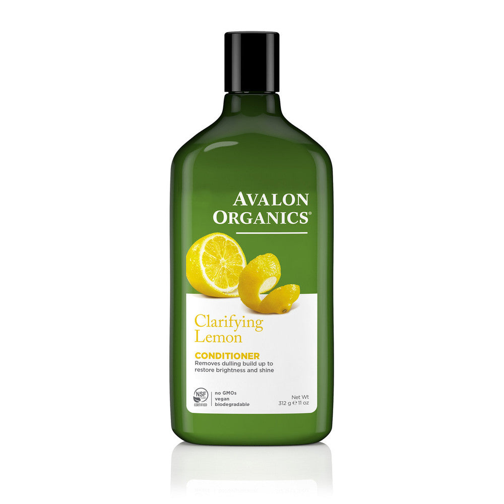 Avalon Organics Clarifying Lemon Conditioner in an 11 oz bottle, natural hair conditioner for scalp and hair freshness.