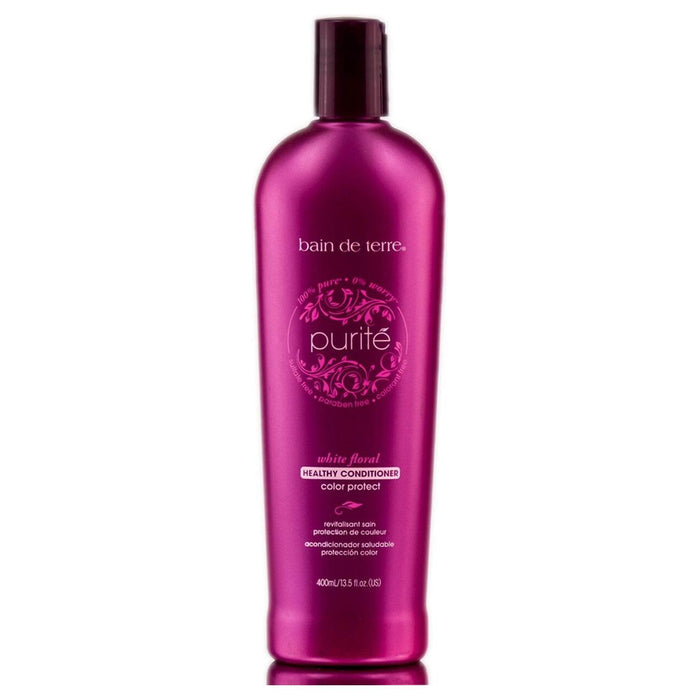 Bain de Terre Purite White Floral Color Protect Conditioner in 13.5 Fl Oz bottle, designed to preserve hair color and add shine.