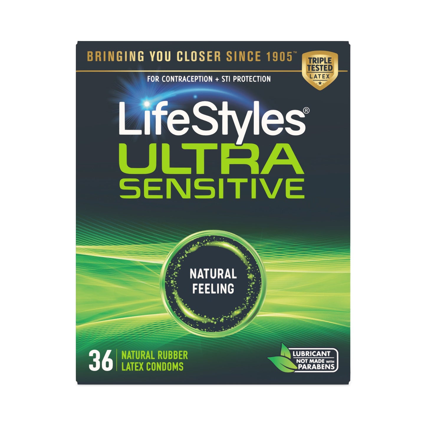 Lifestyles Ultra Sensitive condoms in packaging, designed for enhanced sensitivity and comfort, from Pasteur Pharmacy.