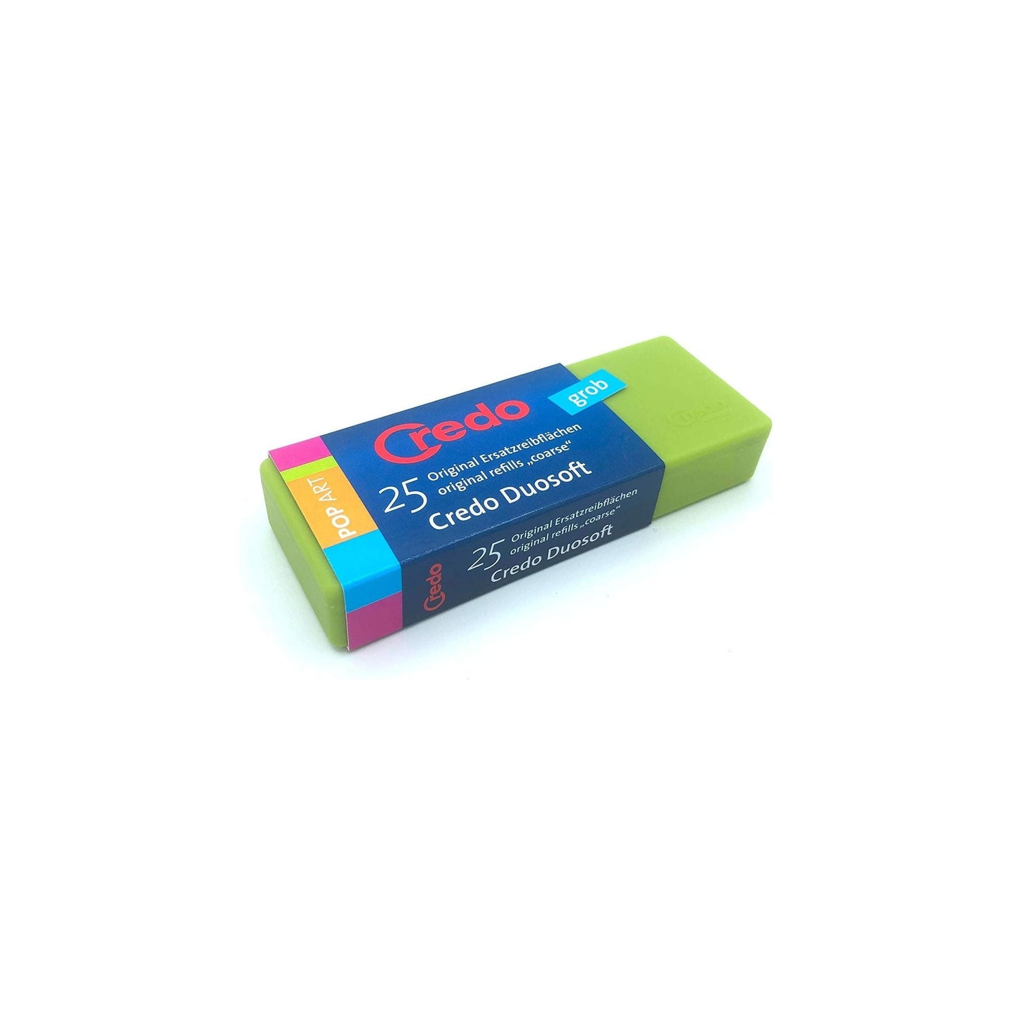 Coarse Credo Duosoft Footfile refill pads in a 25-pack box, designed for foot exfoliation and skincare by Pasteur Pharmacy.