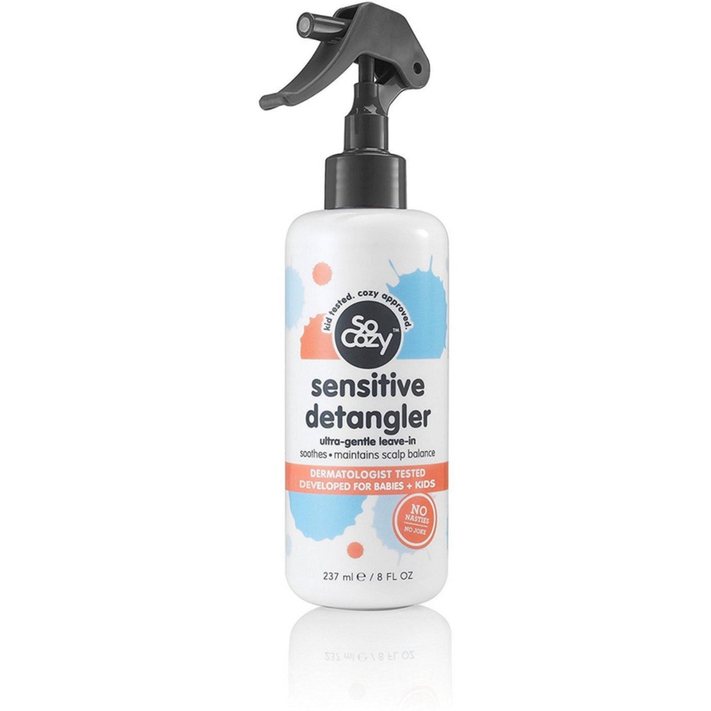 SoCozy Sensible Dejar-En Ultra Suave baby and kids detangler and conditioner, 8 oz, in a clear bottle with blue and white label