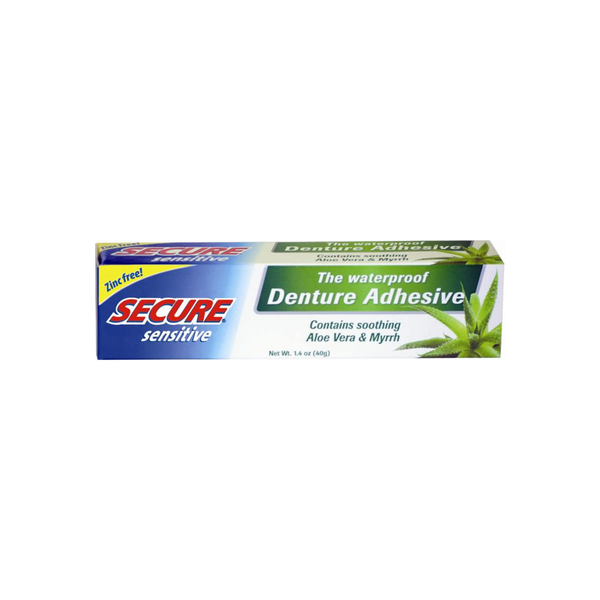 Secure Sensitive Denture Adhesive by Pasteur Pharmacy in a 1.4 oz tube, designed for comfortable denture security.
