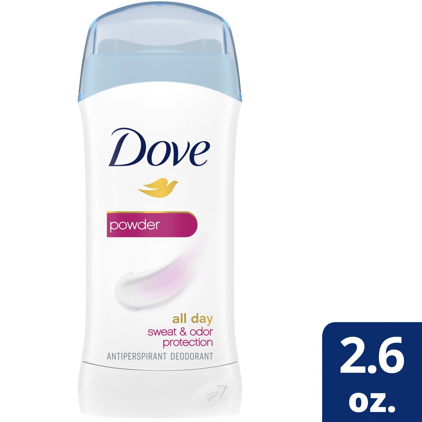 Dove Invisible Solid Antiperspirant Deodorant Stick in 2.6 oz packaging, providing odor and sweat protection.