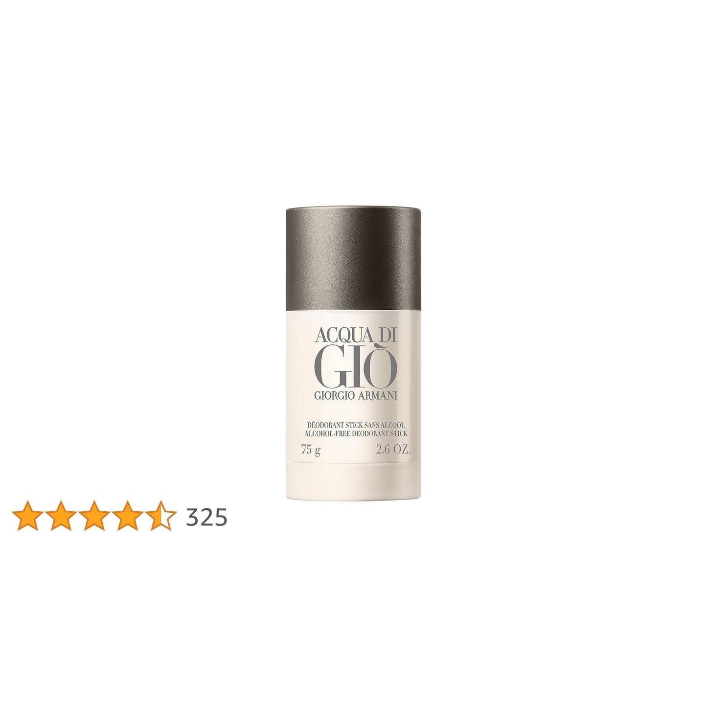Acqua di Giò Giorgio Armani men's deodorant stick, 2.6oz alcohol-free anti-perspirant, natural scent, in a sleek container