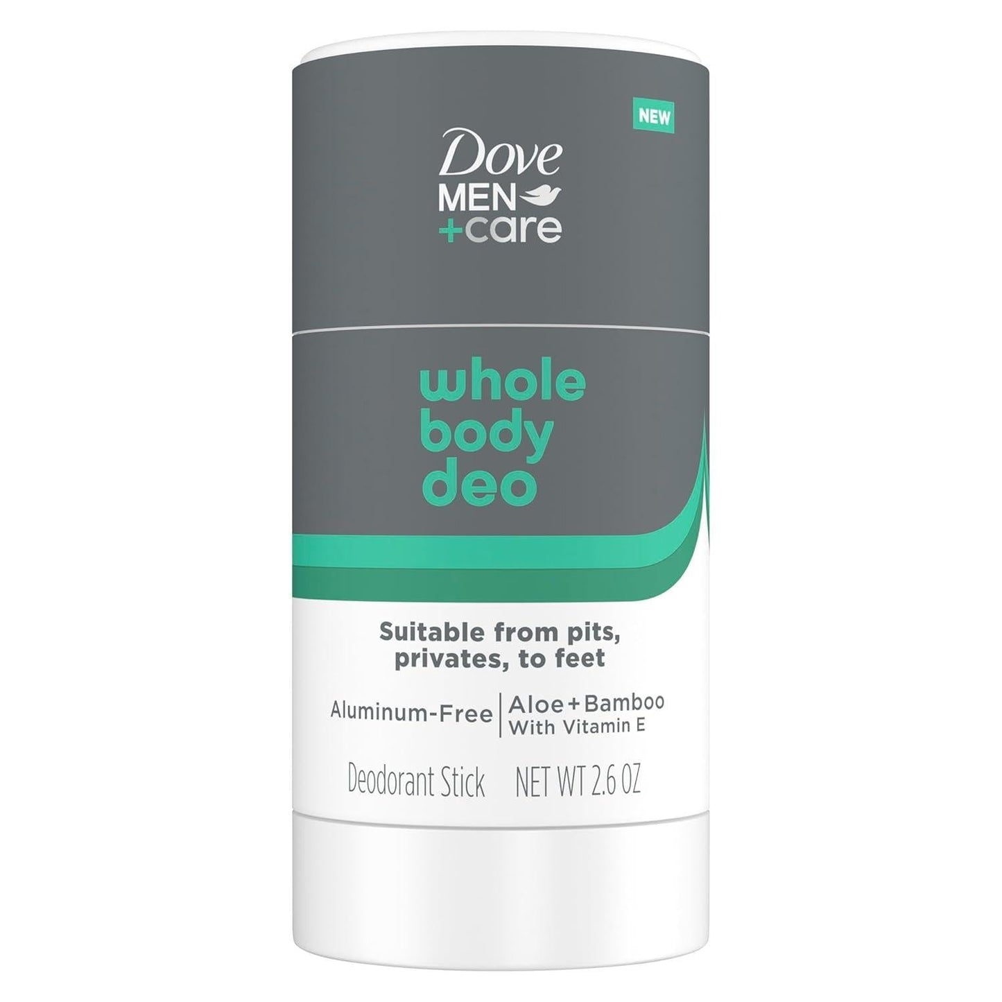 Dove Men+Care Aloe & Bamboo deodorant stick, 2.6oz, natural scent, provides all-day freshness and odor protection.