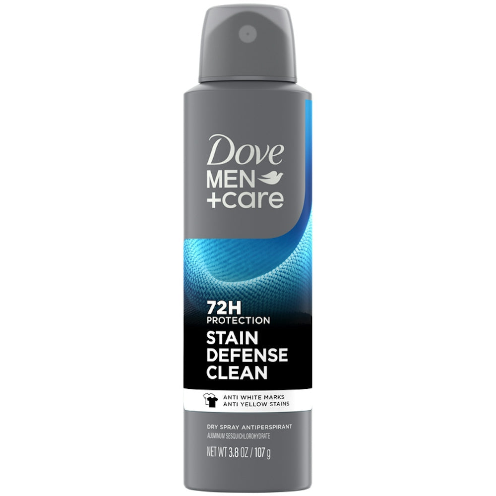 Dove Men Care Stain Defense Clean 72H Dry Spray Antiperspirant Deodorant in 3.8 oz can