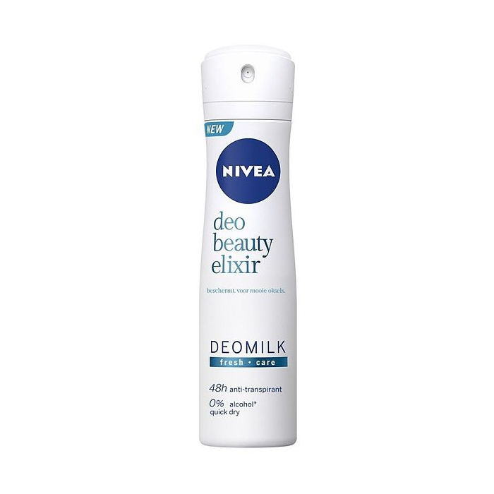 Nivea Deodorant Spray Beauty Elixir Fresh in 150ml bottle, featuring a sleek design and clear labeling.