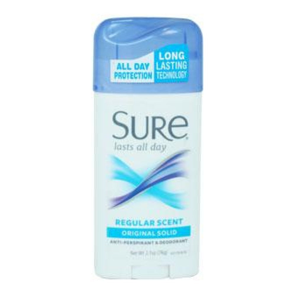 Sure Original Solid Antiperspirant and Deodorant by Pasteur Pharmacy in a 2.7 oz tube, showcasing the product packaging.