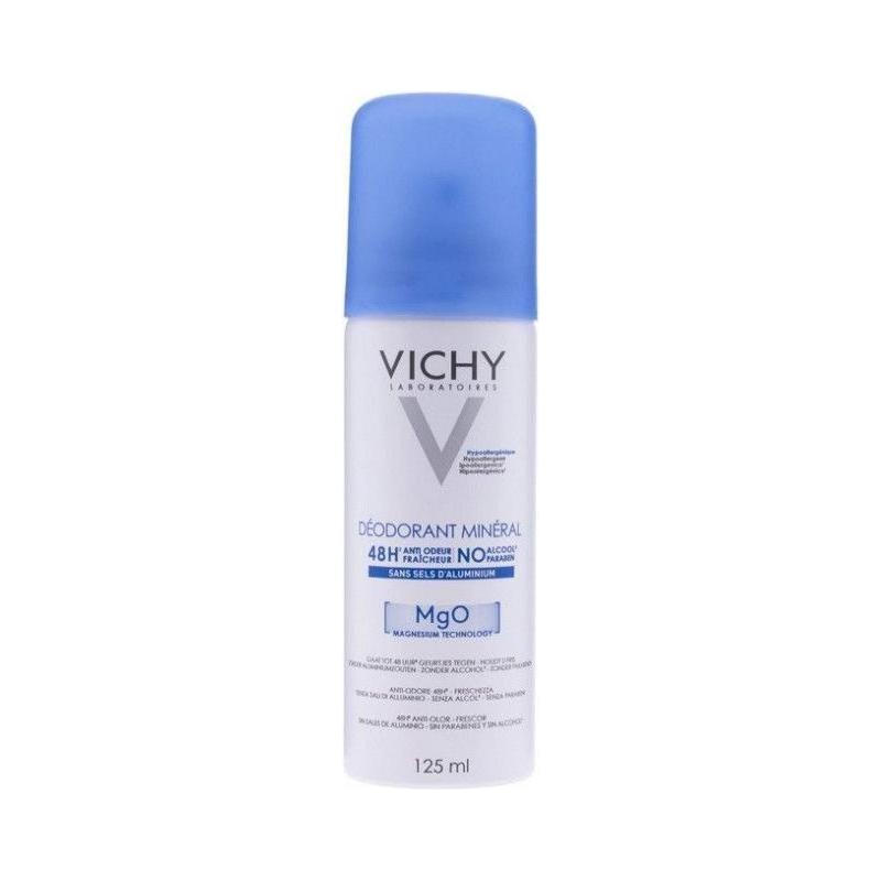 Vichy Mineral Deodorant Spray 48 Hour Spray in 125ml bottle, natural formula for long-lasting freshness