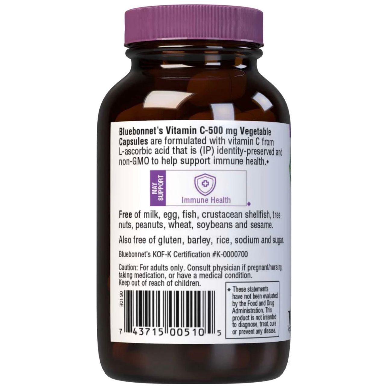 Blue Bonnet C-500 dietary supplement capsules in 90 vegetable capsules by Pasteur Pharmacy, shown in blister pack.