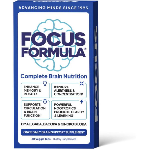 Pasteur Pharmacy Focus Formula dog brain supplement and energy booster in 60 tablets, designed to support canine mental alertness and vitality.