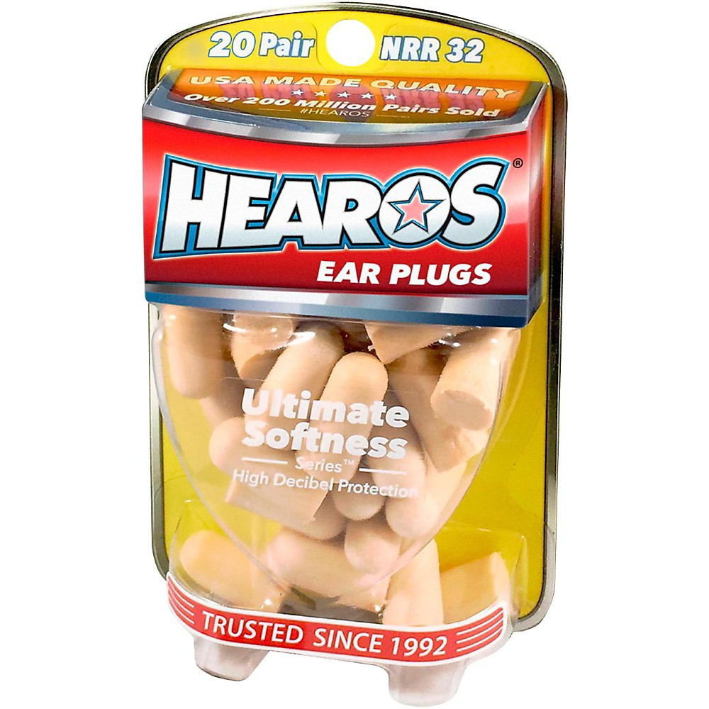 Hearos Ultra Soft Ear Plugs for ear care, 20-piece pack, designed for comfortable noise reduction and ear protection.