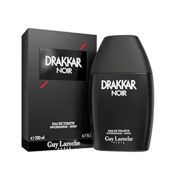 Drakkar Noir Eau de Toilette 3.4 oz bottle with black and gold packaging, classic men's fragrance by Pasteur Pharmacy.