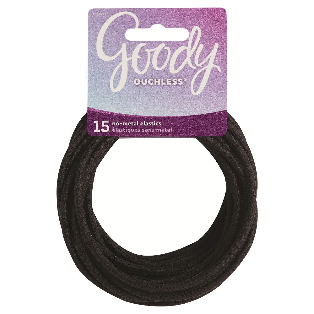 Goody Ouchless non-metal extra thick elastic hair ties by Pasteur Pharmacy, shown in a natural close-up view.