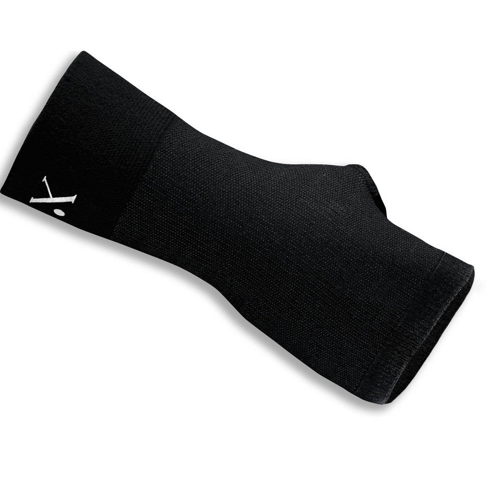 Nufabrx Wrist Sleeve in black providing medicated compression for targeted wrist pain relief, designed for exercise and fitness.
