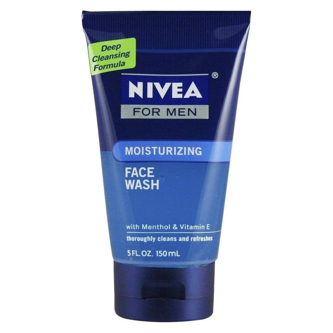 Nivea Men Double Action Face Wash in a 5 oz bottle, designed for men's skincare and cleansing.