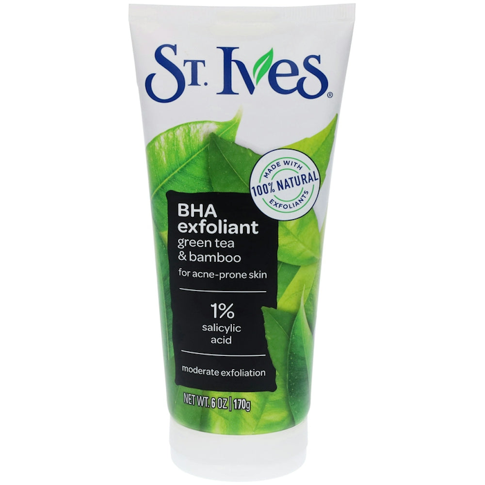 St. Ives Blackhead Clearing Face Scrub with green tea and bamboo, 6oz, facial cleanser for clear, smooth skin.
